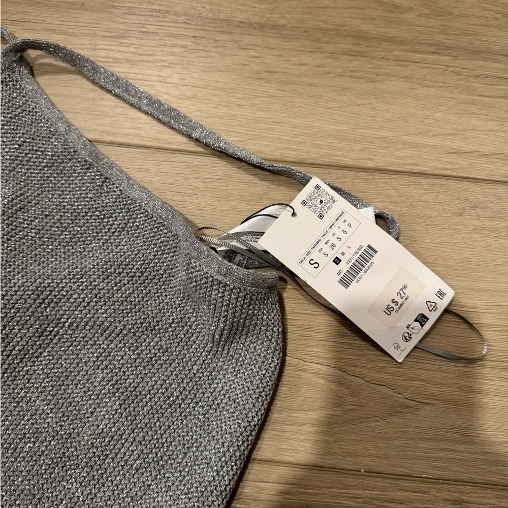 Zara Gray Textured Crop Top - Picture 2 of 3